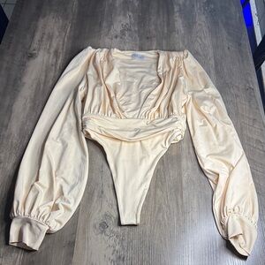 Oh Polly Cream Long Bell  Sleeve Bodysuit